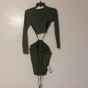 Asos design petite long sleeve strappy rib mini